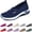Dark Blue, variant on Uelaod Womens Lightweight Slip On Sneakers Breathable Knit Mesh Walking Shoes Comfortable Air Cushion Casual Loafers for Nursing Work