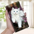 thumbnail image 5 of SaniMore Wallet Case for iPhone 14 Pro Max 6.7" 2022, PU Leather Color Painting Kickstand Wrist Strip Magnetic Clasp Cash Pocket Card Holders Shockproof Full Protective Case, White Cat, 5 of 9