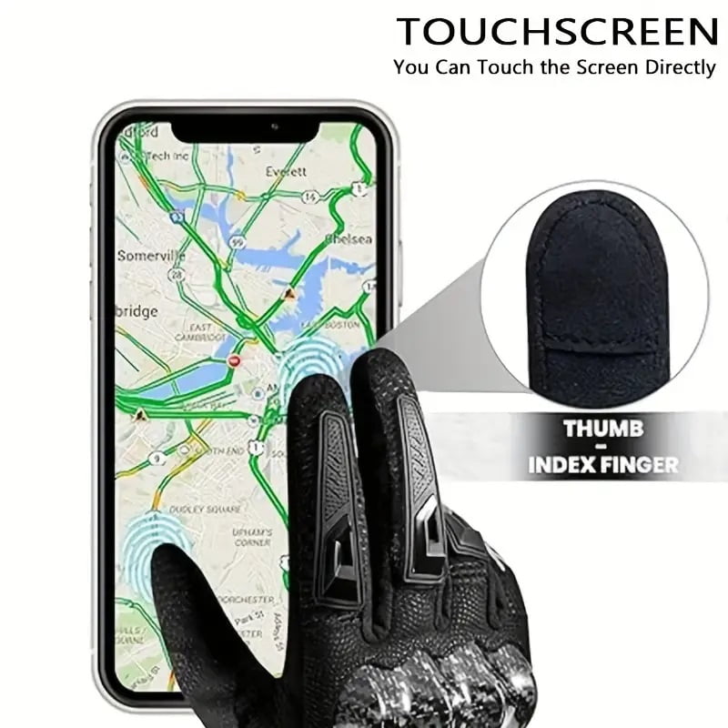 Men'S Outdoor Sports Motorcycle Gloves - Touchscreen Full-Finger Riding Gloves