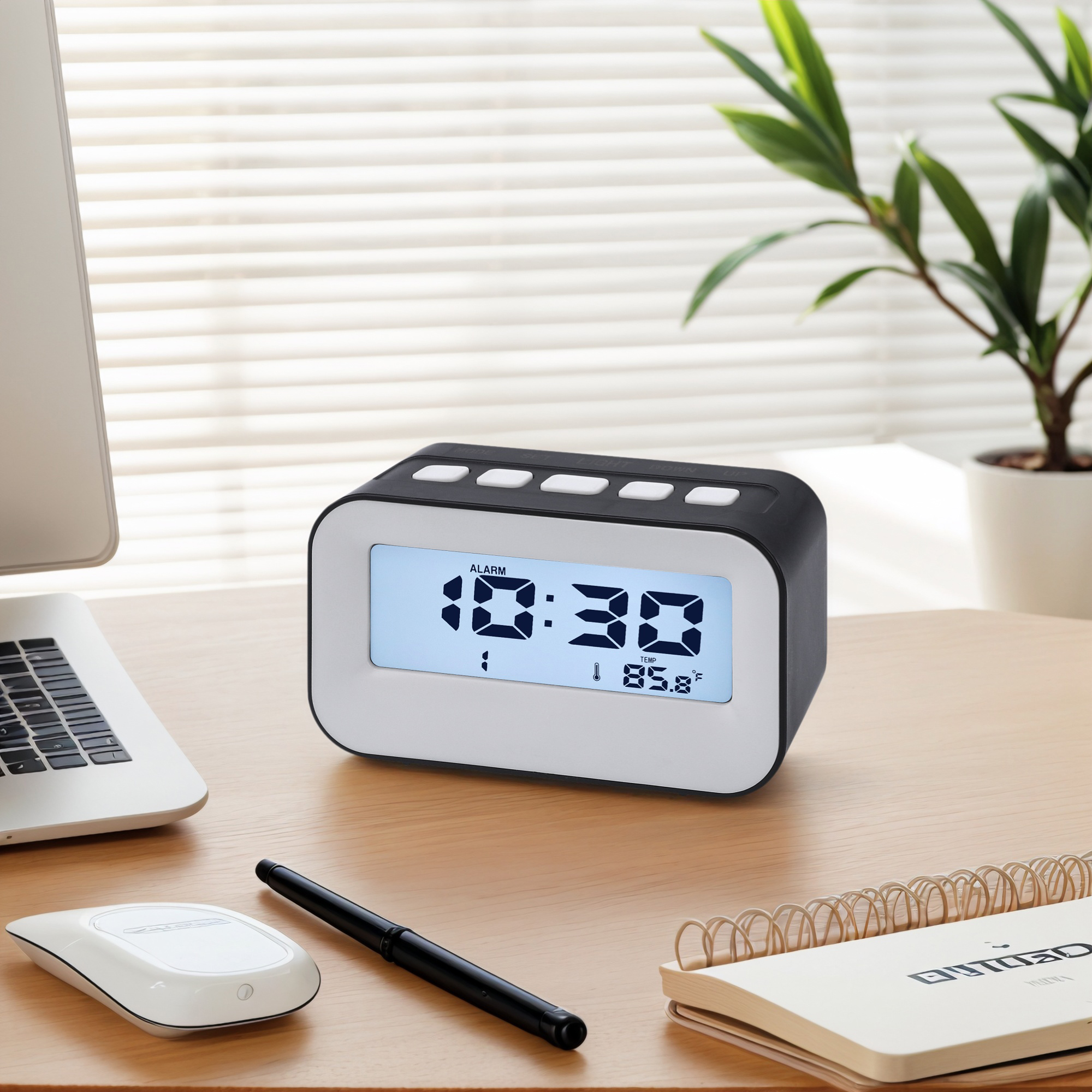 Unique Bargains Electric Alarm Clock with Temperature Display Black 4.3"L x 1.8"W x 2.4"H