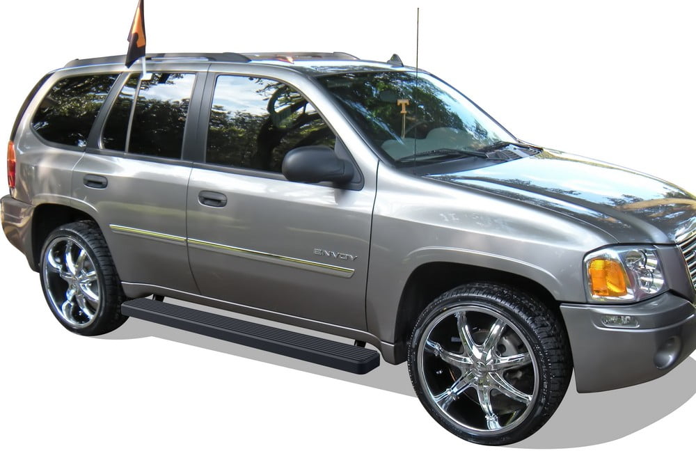 APS Running Boards 5-inch Black Compatible with Chevy Trailblazer GMC Envoy 2002-2009 Stainless Steel (Nerf Bars Side Steps Side Bars)