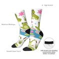 thumbnail image 4 of Rateoe Cartoon Frogs for Women Casual Calf Socks - Cute Crew Socks - Thin Soft Above Ankle Socks Size 5-11, 4 of 6