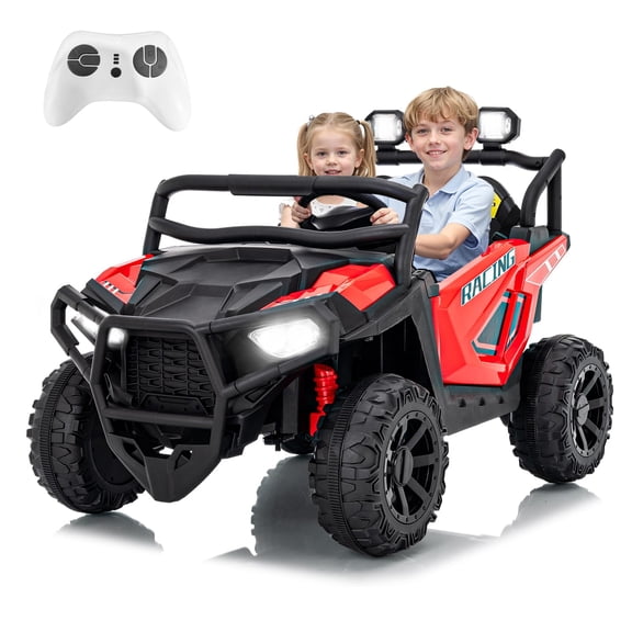 Luku 24V Ride On Toys for Big Kids, 2 Seater Electric UTV Car with Remote Control, 4-Wheeler Suspension, Soft Start, 3 Speeds, Led Lights, Bluetooth, Ride on Truck Kids 2-8 Years