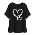 thumbnail image 3 of BiZtdJrK Womens Summer Beach Tops Dressy Casual Cotton Linen Short Sleeve T Shirts Loose Fit Round Neck Blouses 2025 Fashion Heart Graphic Tees Black XXL, 3 of 7