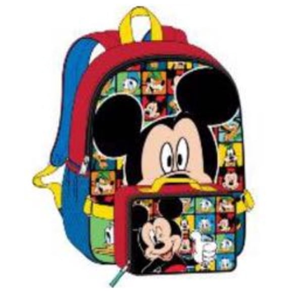 Disney Mickey Backpack for School with Rectangular Lunch Bag, for Kids