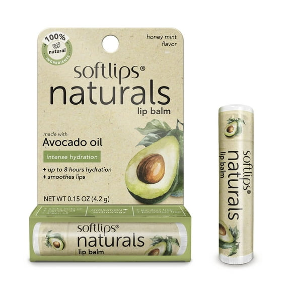 Bálsamo labial natural Softlips con aceite de aguacate (paquete de 3)