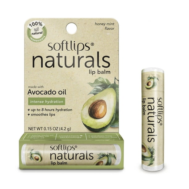 Bálsamo labial Softlips Natural con aceite de aguacate (paquete de 3)