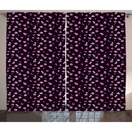 Cherry Blossom Curtains 2 Panels Set Spring Night Sakura Yozakura