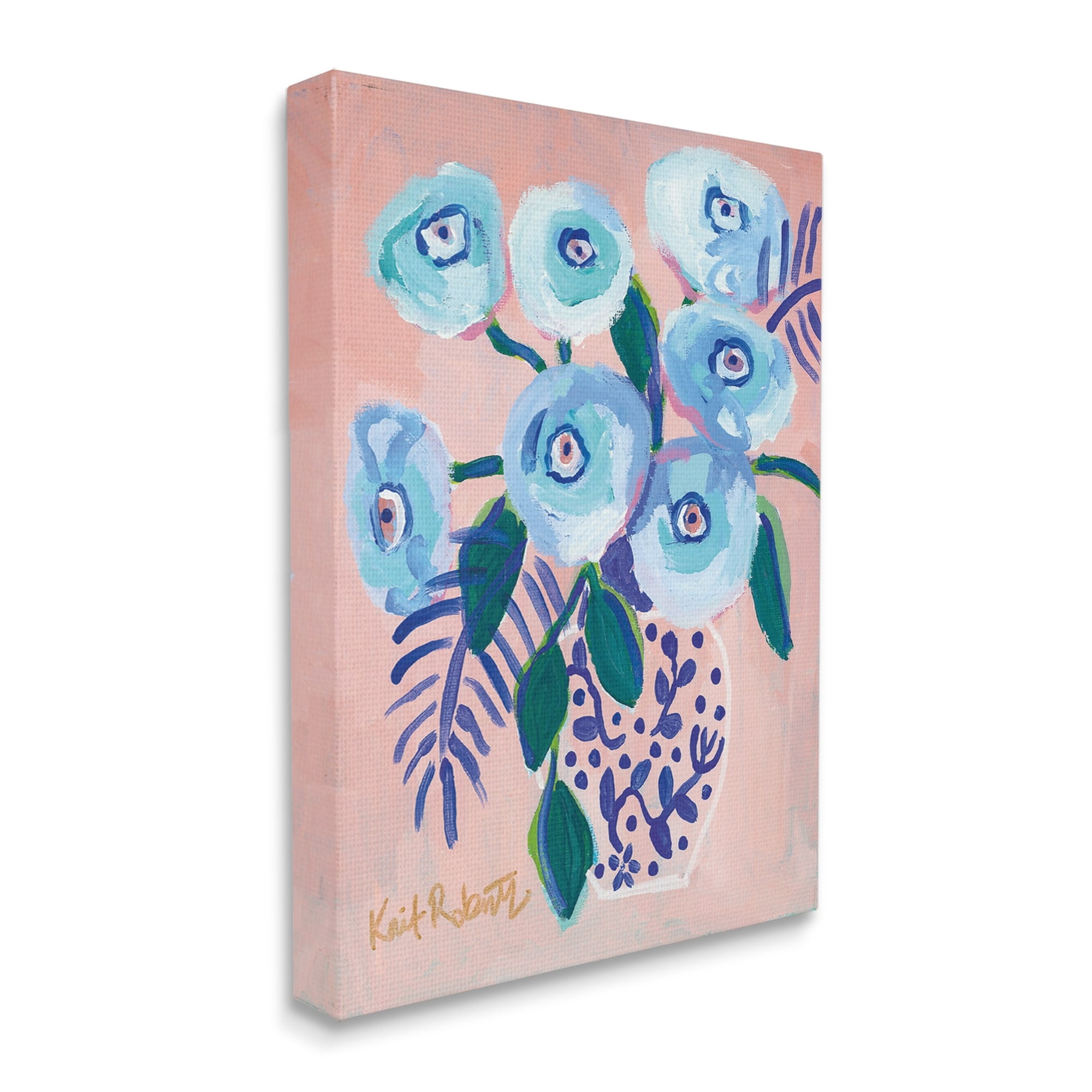 Stupell Industries Light Turquoise Eyed Poppies Traditional Abstract Flower Painting,24 x 30, Design by Kait Roberts