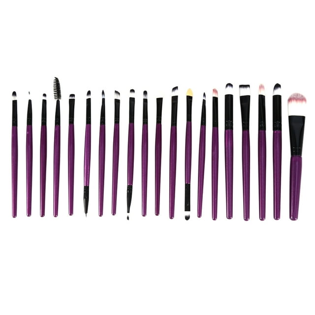 Juego de maquillaje de 20 piezas, base en polvo, sombra de ojos, delineador de ojos, pinceles cosméticos para labios (púrpura y negro)