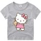 thumbnail image 3 of Camiseta de Hello Kitty para niños, ropa transpirable de verano de algodón de manga corta con cuello redondo y media manga con dibujos animados, 3 of 5
