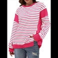 thumbnail image 1 of Sudadera Informal de Larga con Cuello Redondo y Rayas de Color Block para Mujer. Rosa M, 1 of 5