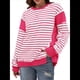thumbnail image 1 of Sudadera Informal de Larga con Cuello Redondo y Rayas de Color Block para Mujer. Rosa S, 1 of 5