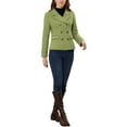 thumbnail image 3 of INSPIRE CHIC Women's Winter Worsted Notched Lapel Double Breasted Overcoat XS Pea Green, 3 of 8