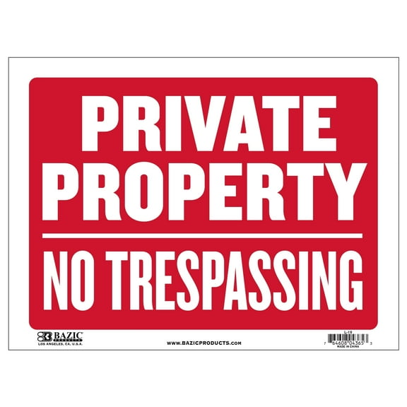 BAZIC Private Property No Trespassing Sign 12"x16", Waterproof, 24-Pack
