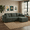 Green +Right Facing Chaise, variant on 102" Modular Sectional Boneless Sofa, L-Shaped Cloud Couch with Right Facing Chaise, No Assembly Corduroy Sleeper Sofa, Plush Deep Seat Modular Couch with Toss Pillows for Living Room, Black