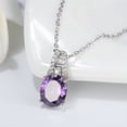 thumbnail image 3 of Oval Pendant Necklace for Women Purple Cz Sterling Silver Ginger Lyne Collection, 3 of 7