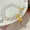 With Flower, variant on Real Pure 24k Yellow Gold Bracelet 3D Lotus Tube Bead White Chalcedony 7inchL-With Flower-0.9-1.1g
