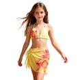thumbnail image 3 of ibiyuan Girls Swimsuit Two Pieces Tie-Straps Girls Bathing Suit&nbsp;size 12 Comfortable Floral Print Tankini Cute Ruffle Ruched Side Girls' Swimwear Bikini Swimwear with Cover Up Pants, 3 of 6