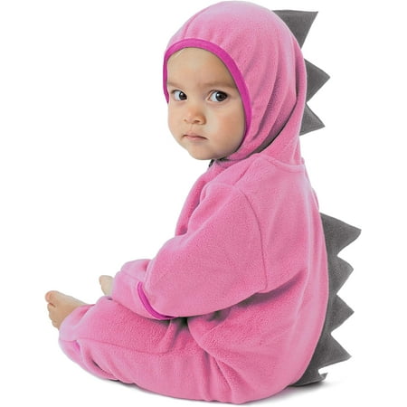 

Cuddle Club One Piece Romper Hooded Fleece Onesie Jumper for Baby Pink Gray Dino 6-12 Mos