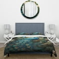 thumbnail image 3 of Designart "Blue Peacock Monochrome" Animals Bedding Covert Set - Peacock Teal Children's Art Bed Set With 2 Shams, 3 of 6