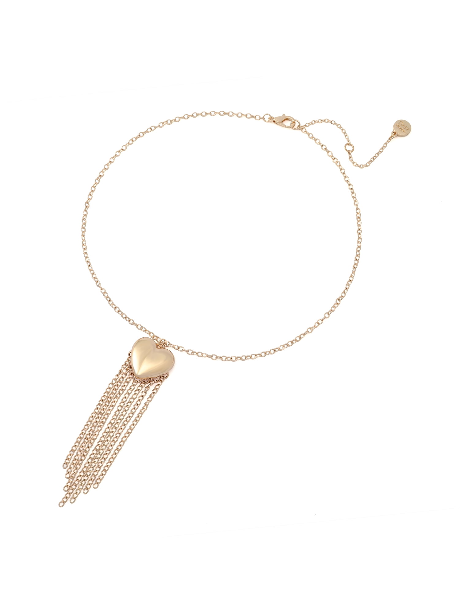 Madden NYC Women's Fashion Gold-Tone Puffy Heart Fringe Pendant Necklace