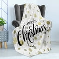 thumbnail image 4 of Christmas Soft Flannel Fleece Throw Blanket, Merry Christmas Lettering on an Abstract Modern Snowflake Dot Pattern, Cozy Plush for Indoor and Outdoor Use, 50" x 70", Multicolor, by Ambesonne, 4 of 5