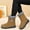Khaki, variant on JUSLIO Winter Boots for Women Flat Boots Snow Boots for Women Ankle Boots Round Toe Solid Color Mid Calf Boots Womens Boots