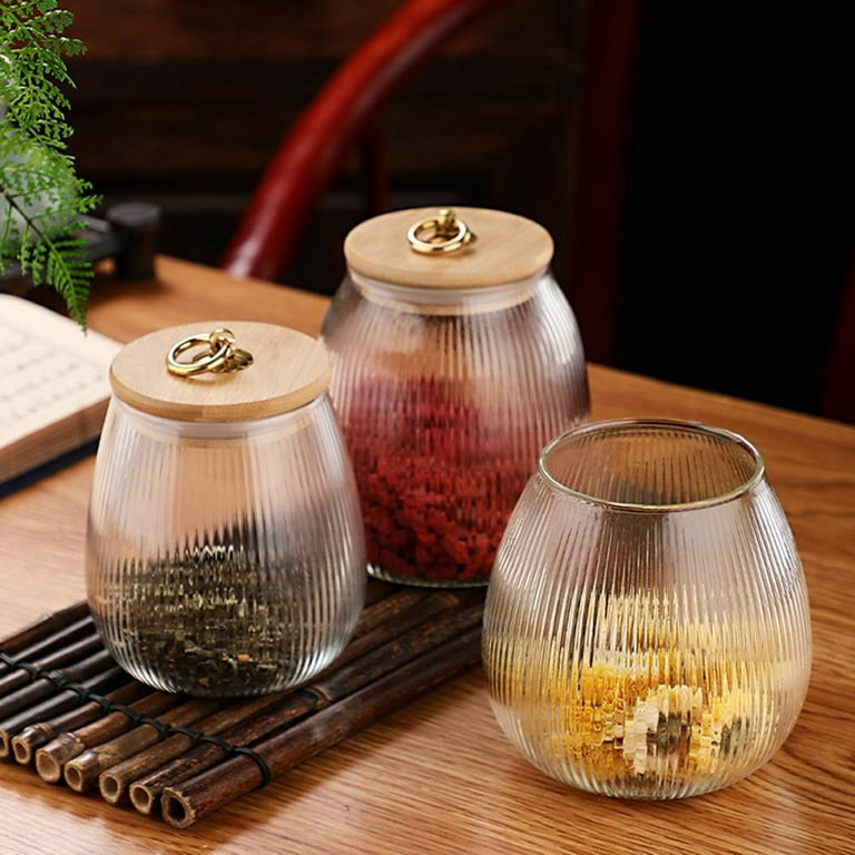 250ml Small Glass Container Wood Airtight Seal Engraved Lid