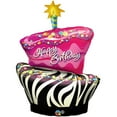 thumbnail image 2 of Funky Zebra Birthday Cake Foil Balloon, 2 of 2