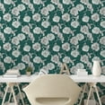 thumbnail image 2 of Ambesonne, Floral Boho Peel & Stick Wallpaper for Home, Art Peony Hummingbird, 13"x36", Jade Green and Ivory, 2 of 5