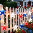 thumbnail image 1 of Guirlandes Lumineuses Solaires à DEL en Forme d'Étoiles pour Décor Patriotique Extérieur / Ampoules Multicolores Rouges Blanches Bleues / Résistantes aux Intempéries et Étanches pour Jardin, Patio, Véranda, Clôture, Arbre / Longueur de 236 Pouces, 1 of 8