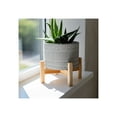 thumbnail image 4 of Flower Pot for Home Decor Planter with Wooden Stand - Ceramic Indoor Plant Pot for Garden Styling, Patio, and Hallway - Accent with Textured Design Living Room Decor - 6", Ivory & Tan, 4 of 14