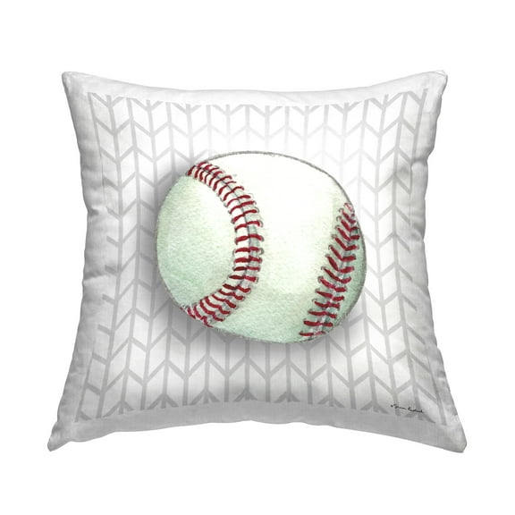 Stupell Industries Baseball on Geometric Decorative Printed Throw Pillow Design by Sharon Kuplack