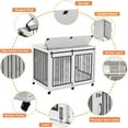 thumbnail image 6 of Pefilos 43" Sliding Door Dog Crate with Partition for Two Puppies, Furniture Style Dog Cage with Wheels, Dog House Kennel for Indoor Dogs, White, 6 of 16