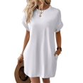 thumbnail image 1 of Womens Summer Dresses Fashion 2025 Short Sleeve Mini Dress White L, 1 of 10
