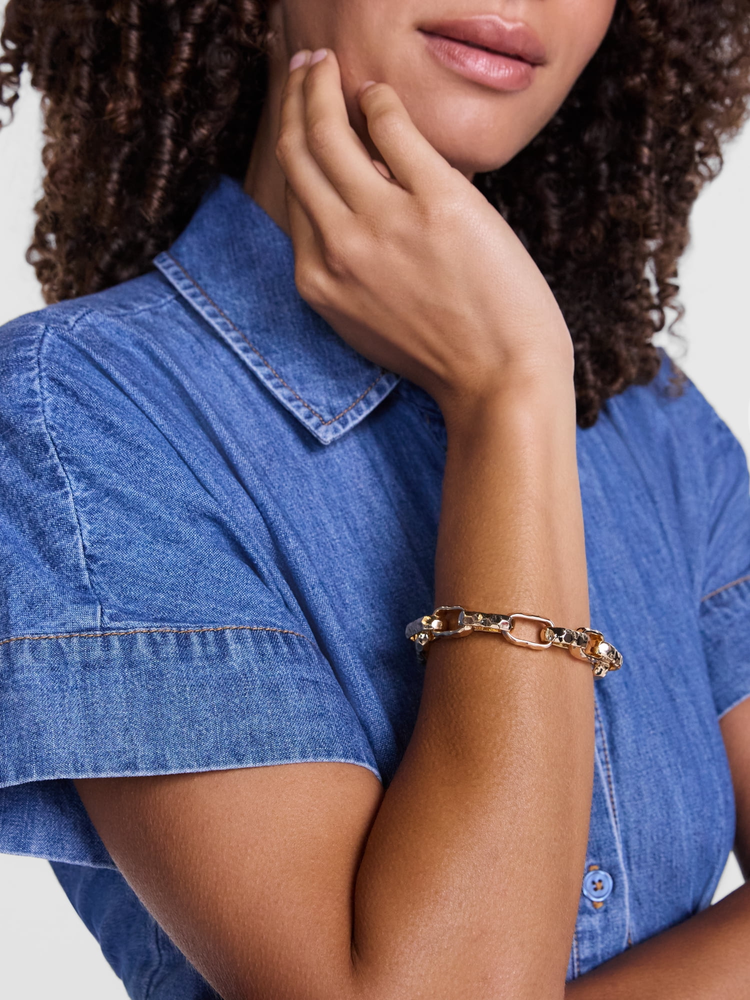 Scenario Women's Gold-Tone Twisted Chain Bracelet