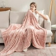 thumbnail image 4 of -Classic Heavyweight Soft Printed VelvetLoft® Plush Throw Blanket, Cozy and Fuzzy, Watercolor Plaid Blush, 50in x 70in, 4 of 9
