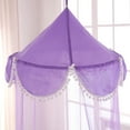 thumbnail image 2 of Pom Pom Collapsible Hoop Sheer Bed Canopy, 2 of 2