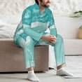 thumbnail image 7 of Disketp Teal Turquoise 1 for Pajamas Set Long Sleeve Sleepwear Mens Button Down Nightwear Pj Sets-Small, 7 of 7