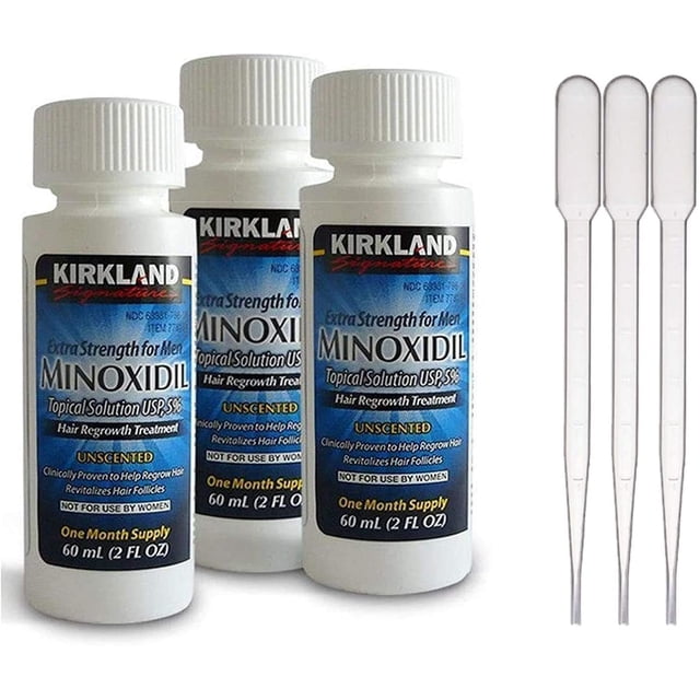 Minoxidil 5% para crecimiento de barba y cabello Kirkland Tratamiento para 3 meses