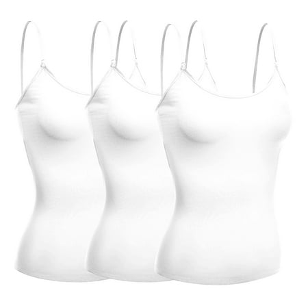 

Basic Women Short Cami Built-In Shelf Bra - 3 Pk - White White White Medium