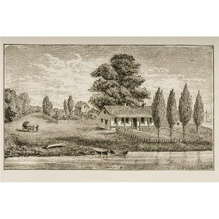 The First House Built In Chicago Illinois From American Pictures Drawn with Pen & Pencil by Rev Samuel Manning Circle 3 Poster Print, Large - 34 x