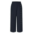thumbnail image 3 of HWRETIE Pants,Hsoliday SavingWomen's Button-Split Wide-Leg Pants,High-Waist Trousers,Loose-Fitting Casual Pants,Dark/Blue 12(Xl), 3 of 4