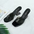 thumbnail image 2 of JENN ARDOR Women’s Slides Sandals Transparent Trendy Clear Mid Heel Sandals, 2 of 5
