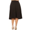 thumbnail image 4 of Women's Plus Size A-Line Casual Flared Elastic Band Solid Midi Skirt, 4 of 5