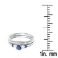 thumbnail image 3 of Dazzlingrock Collection Blue Sapphire & White Diamond Ladies 5 Stone Bridal Engagement Ring Set | 14K White Gold, Size 8.5, 3 of 4