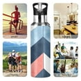 thumbnail image 7 of Yayeee 20oz Insulated Water Bottle Double Wall Stainless Steel with Flip Straw Lid, Blue Geometric, 7 of 7