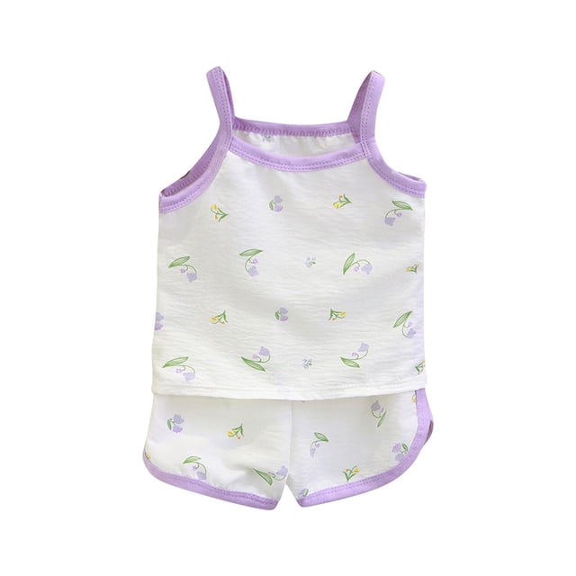 Odeerbi 0-10 Años Niño Niña Conjunto de Verano Con Camisola de Algodón Con Estampado Floral Conjunto de Dos Piezas Con Pantalones Cortos Y Cintura Elástica
