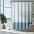 thumbnail image 2 of Ombre Ocean Blue Striped Shower Curtain Waterproof Fabric Shower Curtains for Bathroom Gradual Color Minimalist Design Modern Neutral with Hooks 36"W x 72"L (Pack of 1), 2 of 6